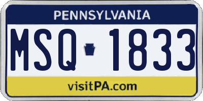 PA license plate MSQ1833