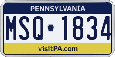 PA license plate MSQ1834