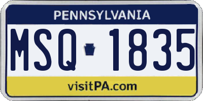 PA license plate MSQ1835
