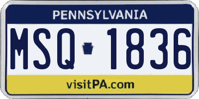 PA license plate MSQ1836