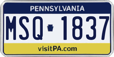 PA license plate MSQ1837
