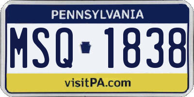 PA license plate MSQ1838