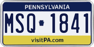 PA license plate MSQ1841