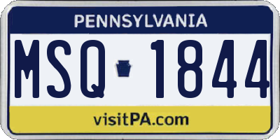 PA license plate MSQ1844