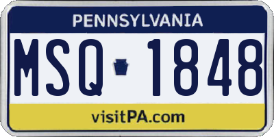 PA license plate MSQ1848