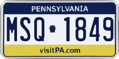 PA license plate MSQ1849