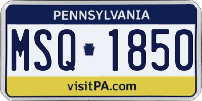 PA license plate MSQ1850