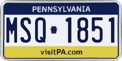 PA license plate MSQ1851