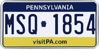 PA license plate MSQ1854