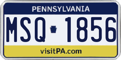 PA license plate MSQ1856