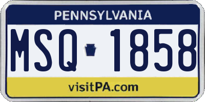 PA license plate MSQ1858