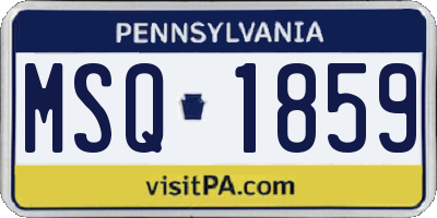 PA license plate MSQ1859