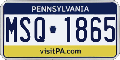 PA license plate MSQ1865