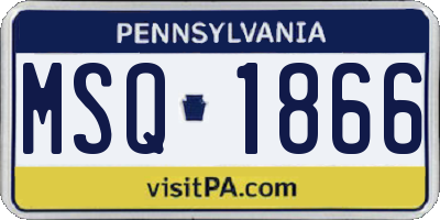 PA license plate MSQ1866