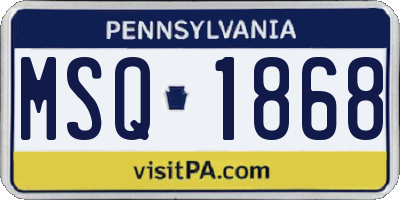 PA license plate MSQ1868