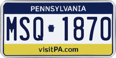 PA license plate MSQ1870