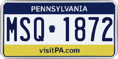 PA license plate MSQ1872