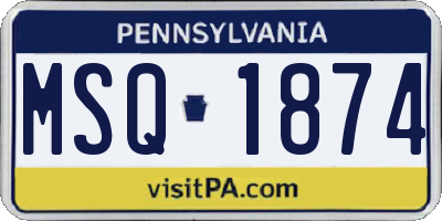 PA license plate MSQ1874