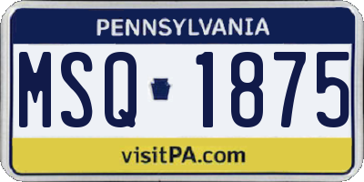 PA license plate MSQ1875