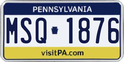 PA license plate MSQ1876