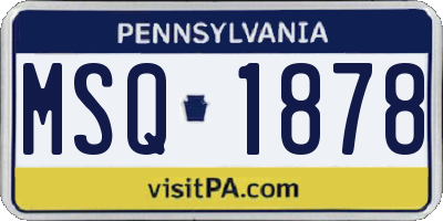 PA license plate MSQ1878