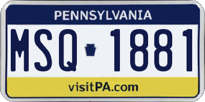 PA license plate MSQ1881
