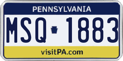 PA license plate MSQ1883