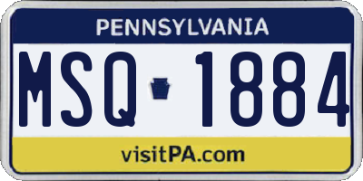 PA license plate MSQ1884
