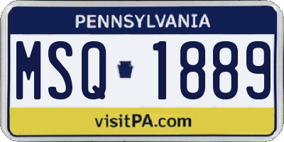 PA license plate MSQ1889