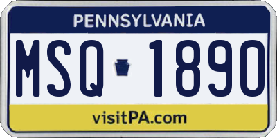 PA license plate MSQ1890