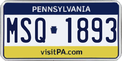 PA license plate MSQ1893
