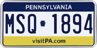 PA license plate MSQ1894