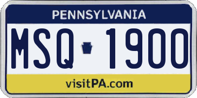 PA license plate MSQ1900