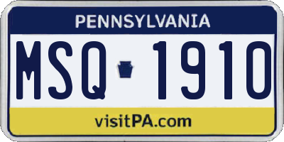 PA license plate MSQ1910