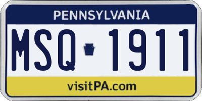 PA license plate MSQ1911