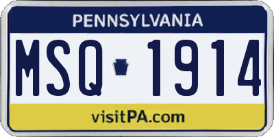PA license plate MSQ1914
