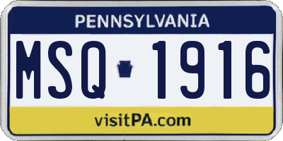 PA license plate MSQ1916
