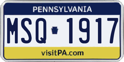 PA license plate MSQ1917