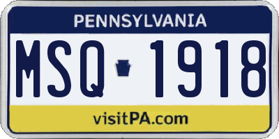 PA license plate MSQ1918