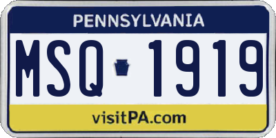 PA license plate MSQ1919