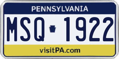 PA license plate MSQ1922