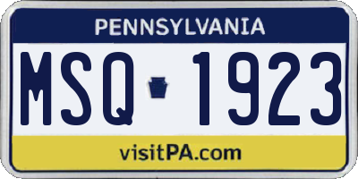 PA license plate MSQ1923