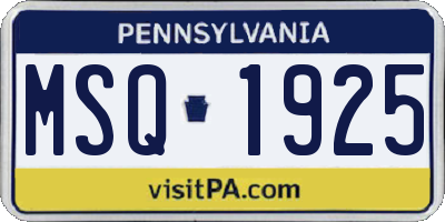 PA license plate MSQ1925
