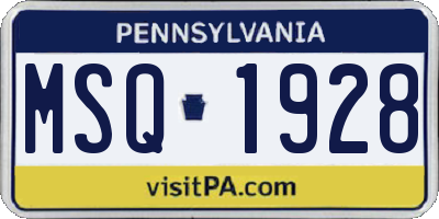 PA license plate MSQ1928