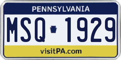 PA license plate MSQ1929