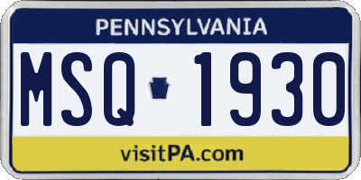 PA license plate MSQ1930