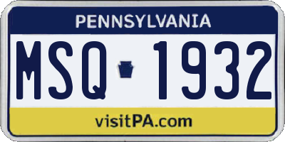 PA license plate MSQ1932