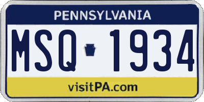 PA license plate MSQ1934