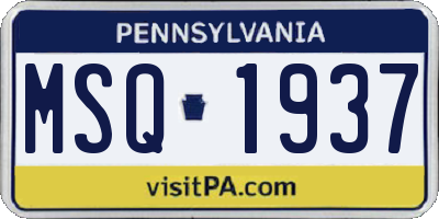 PA license plate MSQ1937