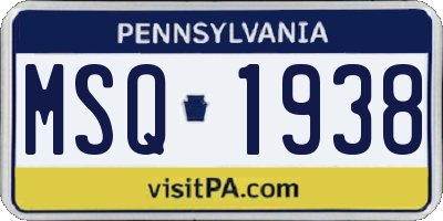 PA license plate MSQ1938